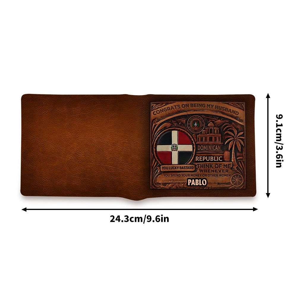 Dominican Republic - Personalized Leather Men Wallet DOM02W