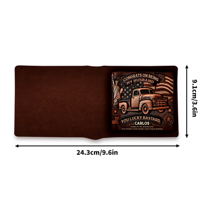 America - Personalized Leather Men Wallet US02W