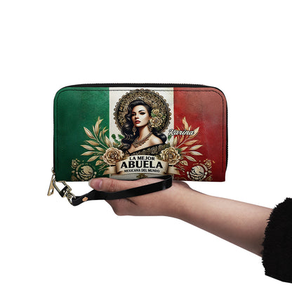 La Mejor Abuela Del Mundo - Personalized Leather Clutch Purse MEX05C