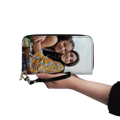 Clutch Wallet with your photo - Personalized Leather Clutch Purse PHO01C