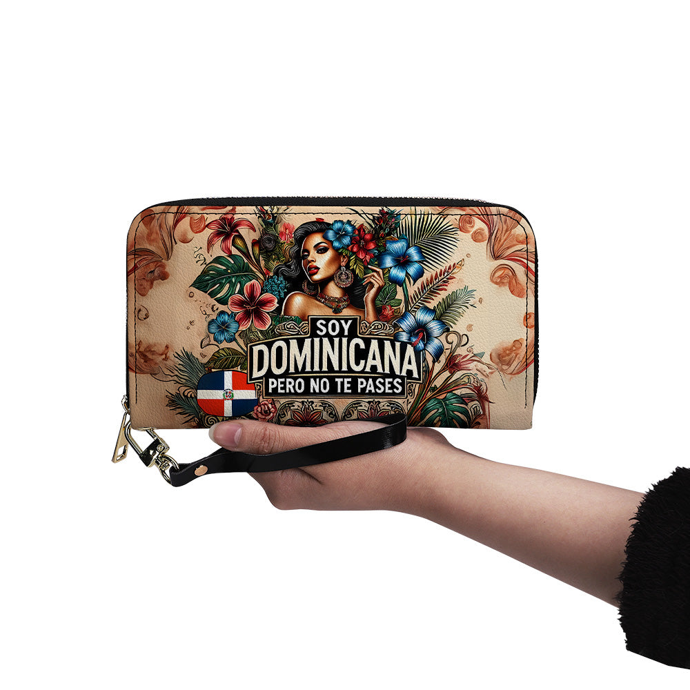 Soy Dominicana pero no te pases- Personalized Leather Clutch Purse - Customize Gift For Her DOM05C