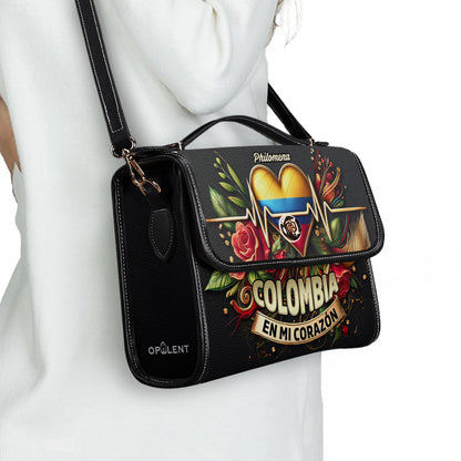 Colombia En Mi Corazón - Personalized Leather Satchel Bag COL03S4