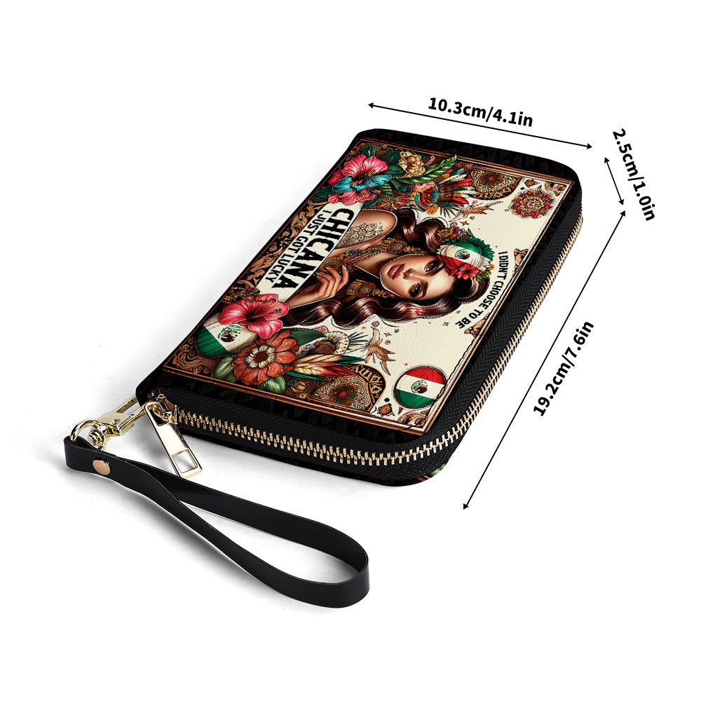 I didn't choose to be Chicana. It just got Lucky - Personalized Leather Clutch Purse LAT05C