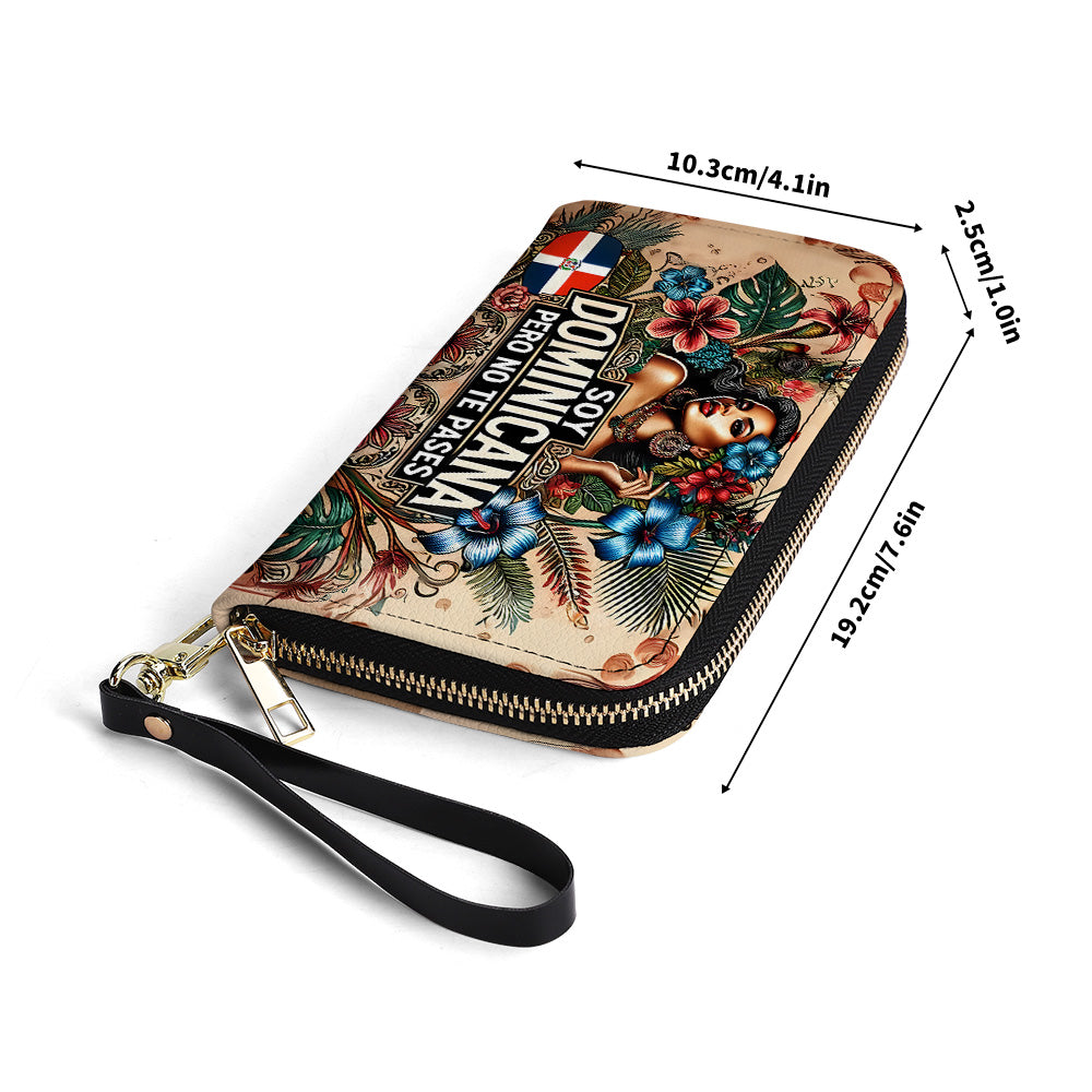 Soy Dominicana pero no te pases- Personalized Leather Clutch Purse - Customize Gift For Her DOM05C