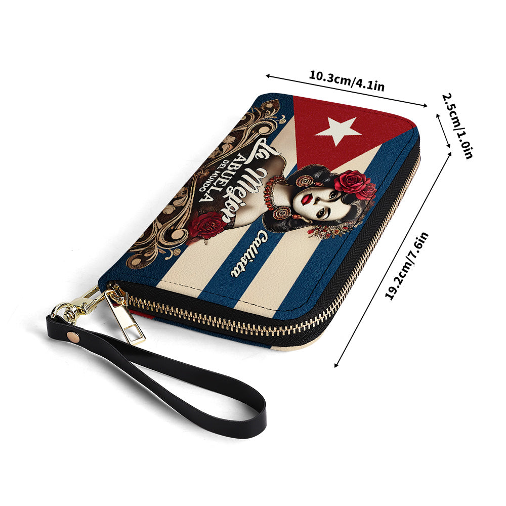 La Mejor Abuela Del Mundo - Personalized Leather Clutch Purse CUB03C