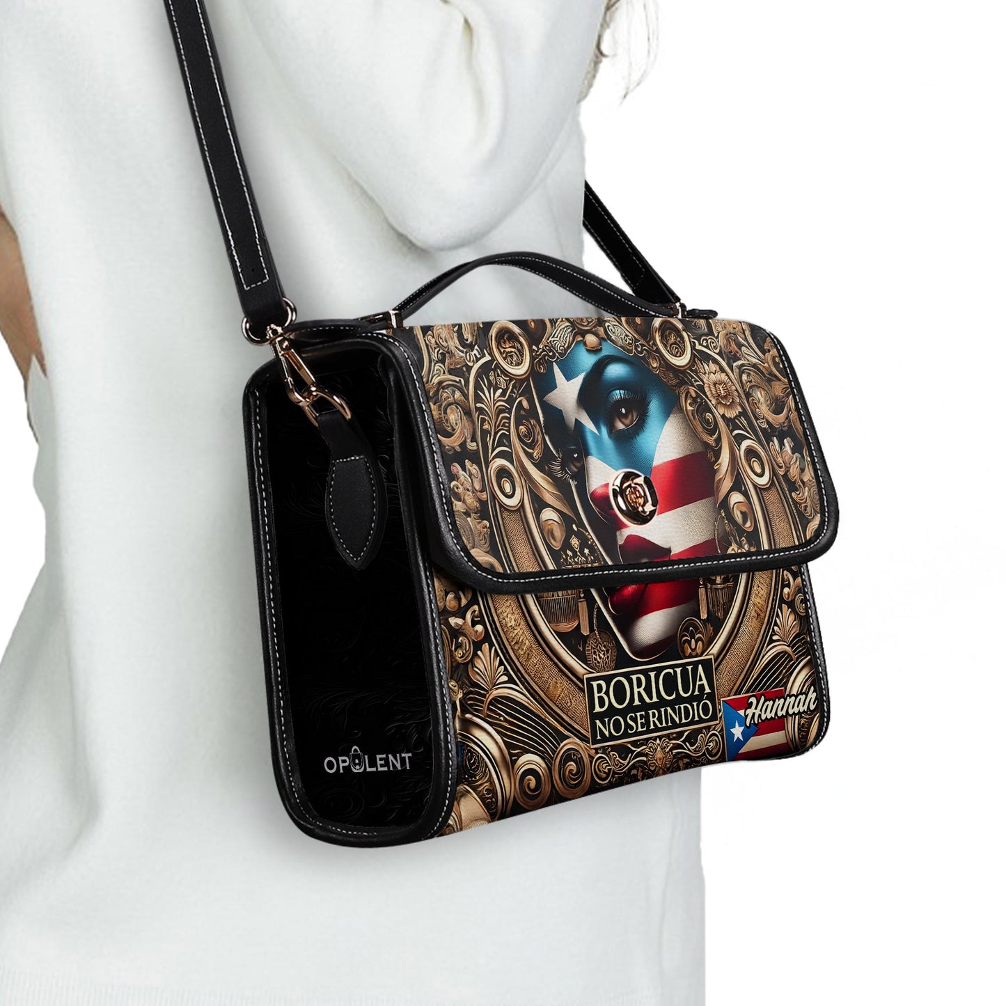 Boricua no se Rindió - Personalized Leather Satchel Bag BOR10S4