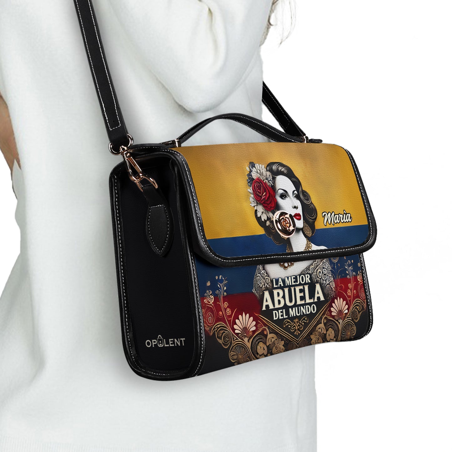 La Mejor Abuela Del Mundo - Personalized Leather Satchel Bag COL04S4