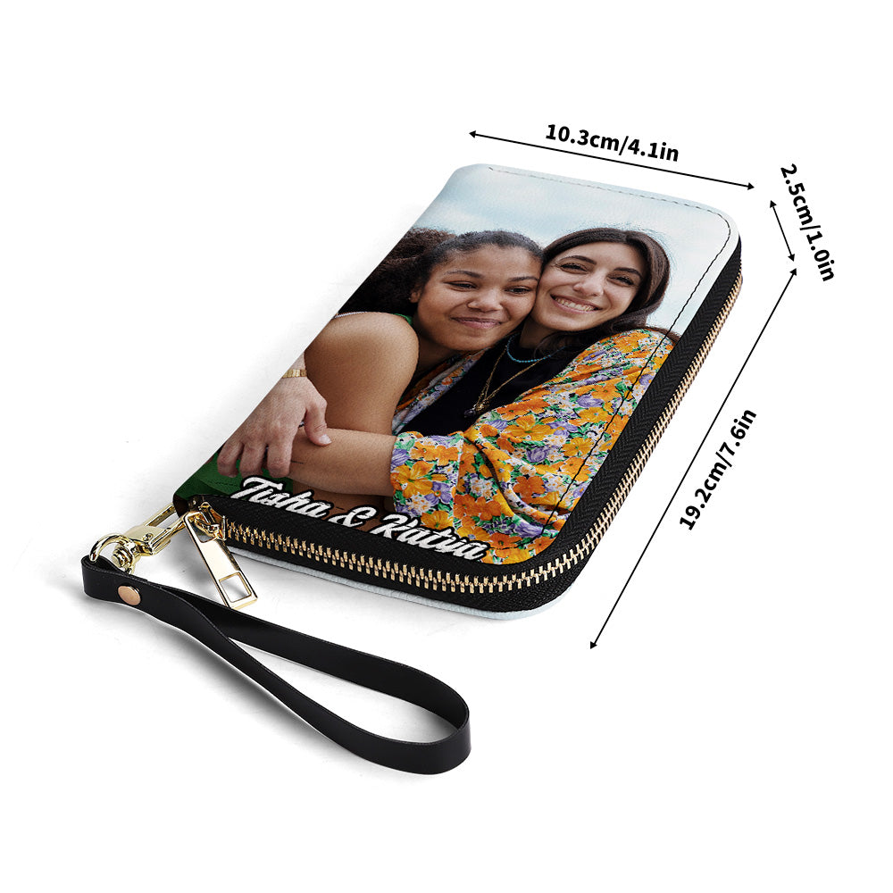 Clutch Wallet with your photo - Personalized Leather Clutch Purse PHO01C