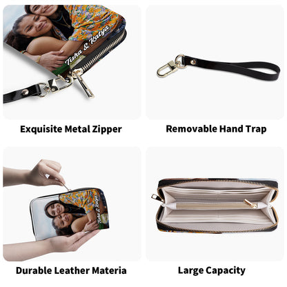 Clutch Wallet with your photo - Personalized Leather Clutch Purse PHO01C