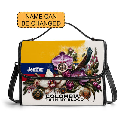 Colombia It's in my blood - Personalized Leather Satchel Bag COL01S4