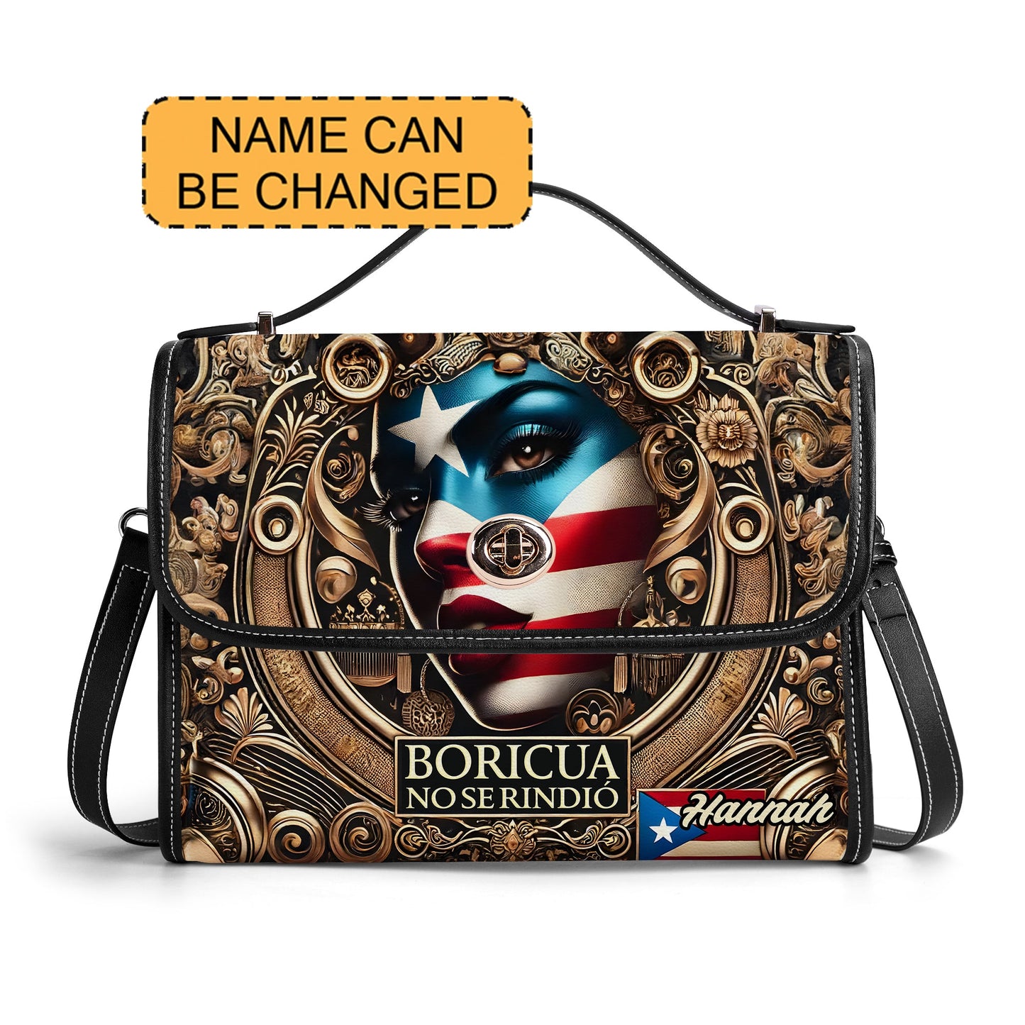 Boricua no se Rindió - Personalized Leather Satchel Bag BOR10S4