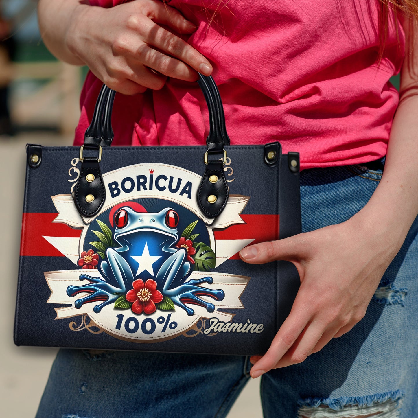 Boricua 100% - Personalized Leather Handbag - Customize Gift For Her BOR09