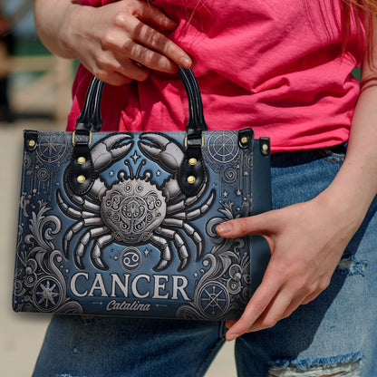 Cancer Zodiac - Personalized Leather Handbag - Customize Gift For Her ZOD03