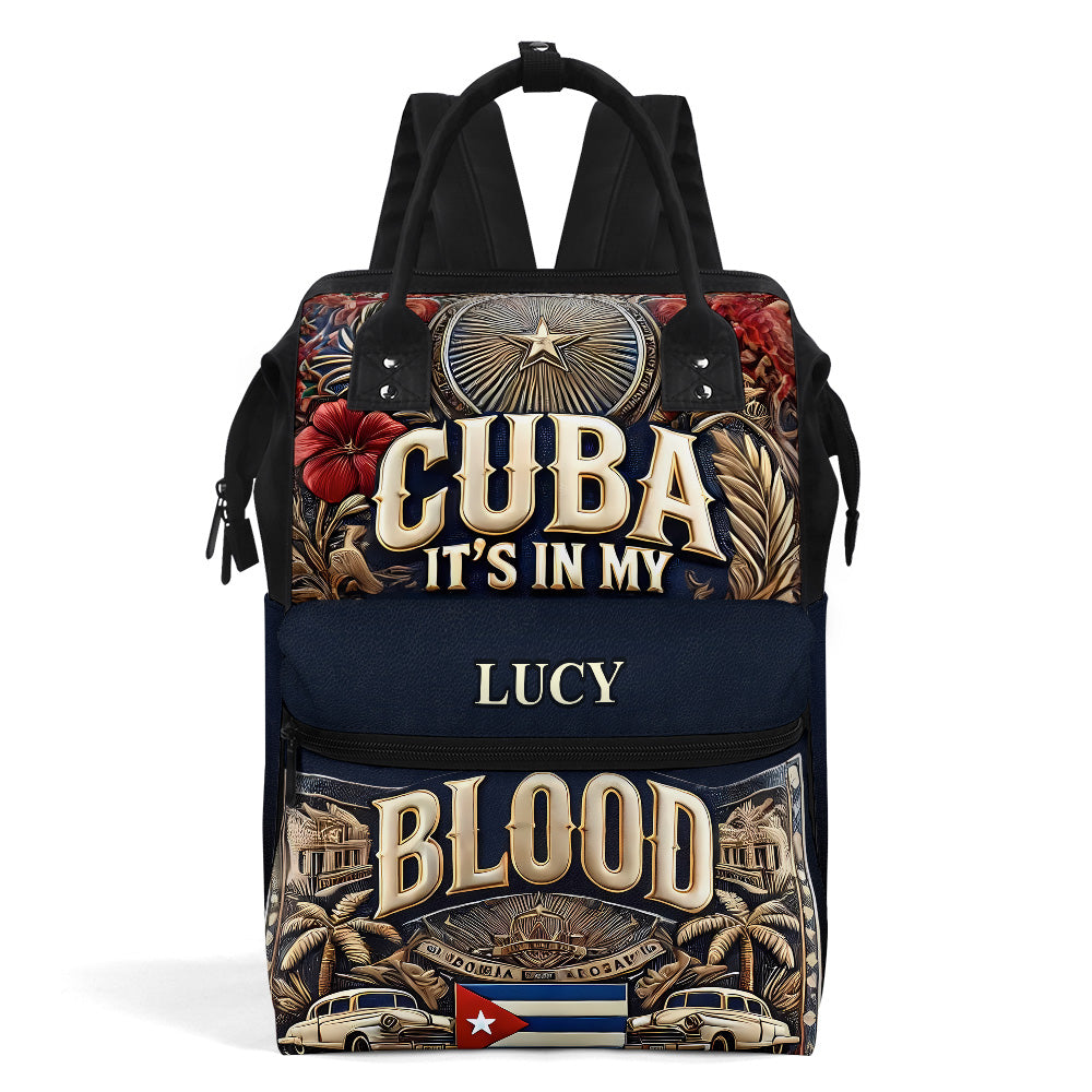 Cuba It's In My Blood (Black) - Large Capacity Backpack, Duckbilled Backpack BPCUB01