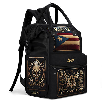 Boricua It's In My Blood (Black) - Large Capacity Backpack, Duckbilled Backpack BPBOR02