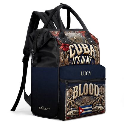 Cuba It's In My Blood (Black) - Large Capacity Backpack, Duckbilled Backpack BPCUB01